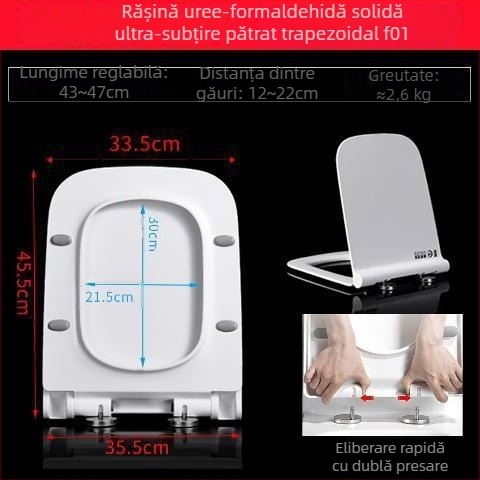  Capac de toaletă pătrat, universal, îngroșat și durabil, adaptabil la scaune trapezoidale, din rășină uree-formaldehidă