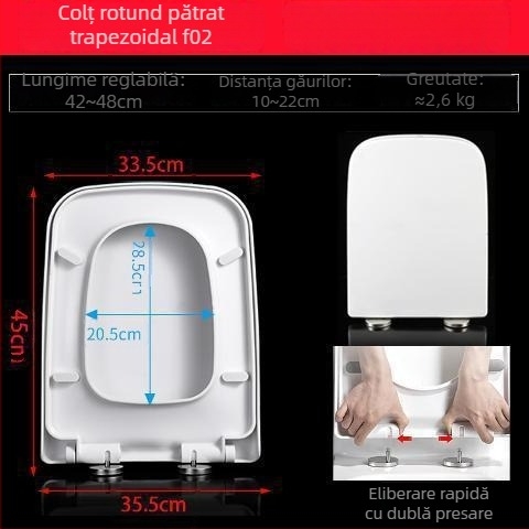  Capac de toaletă pătrat, universal, îngroșat și durabil, adaptabil la scaune trapezoidale, din rășină uree-formaldehidă