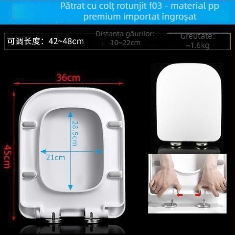  Capac de toaletă pătrat, universal, îngroșat și durabil, adaptabil la scaune trapezoidale, din rășină uree-formaldehidă