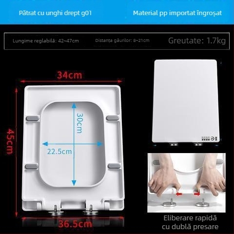  Capac de toaletă pătrat, universal, îngroșat și durabil, adaptabil la scaune trapezoidale, din rășină uree-formaldehidă