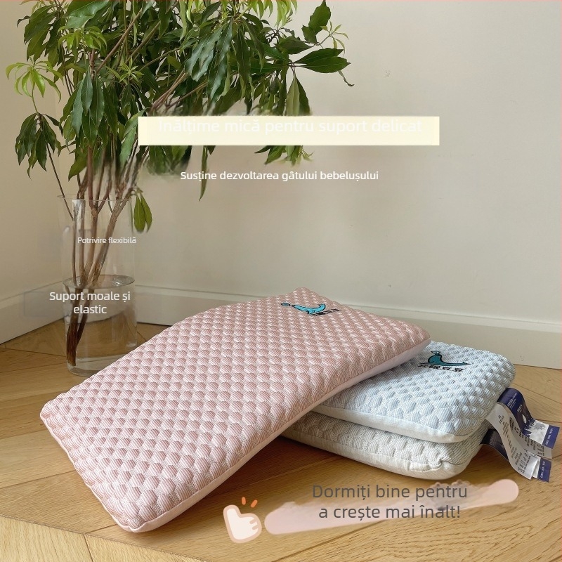 Poetry Moon Silk pernă din latex pentru copii cu husă din mătase de gheață, răcire, formă ovală, profil redus (<5 cm), greutate 1–2 kg