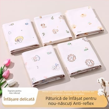 Jingqi Pătură de Înfășat pentru Nou-născuți din Bumbac 100% – Subțire, Toate Sezoanele, Tip A