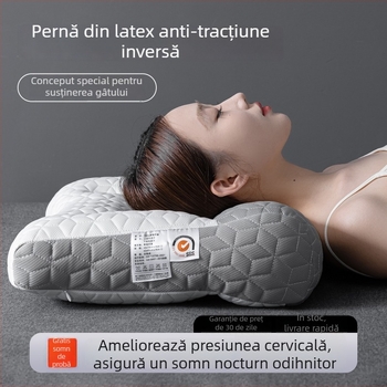 Perna cervicală din latex cu nucleu pentru protecția coloanei vertebrale - pereche, dreptunghiulară, înălțime 5-10 cm, greutate 0,5-1 kg, pentru adulți