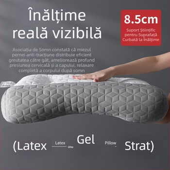 Perna cervicală din latex cu nucleu pentru protecția coloanei vertebrale - pereche, dreptunghiulară, înălțime 5-10 cm, greutate 0,5-1 kg, pentru adulți