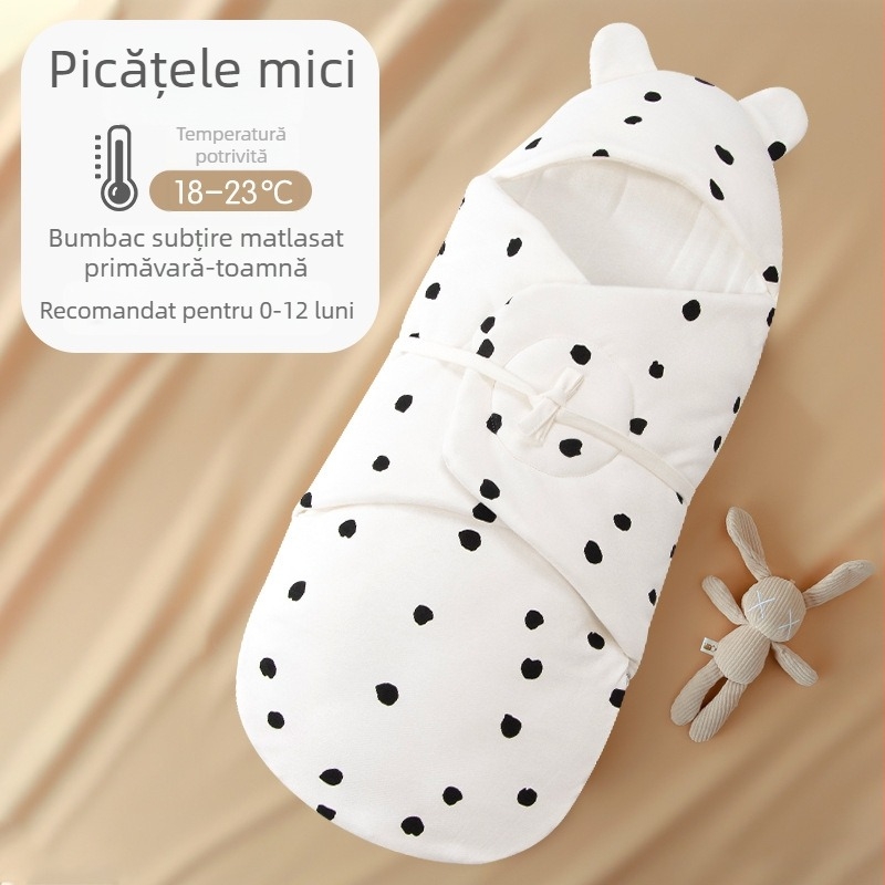 Sac de dormit pentru nou-născuți din bumbac, gros pentru primăvară, toamnă și iarnă, model fluture