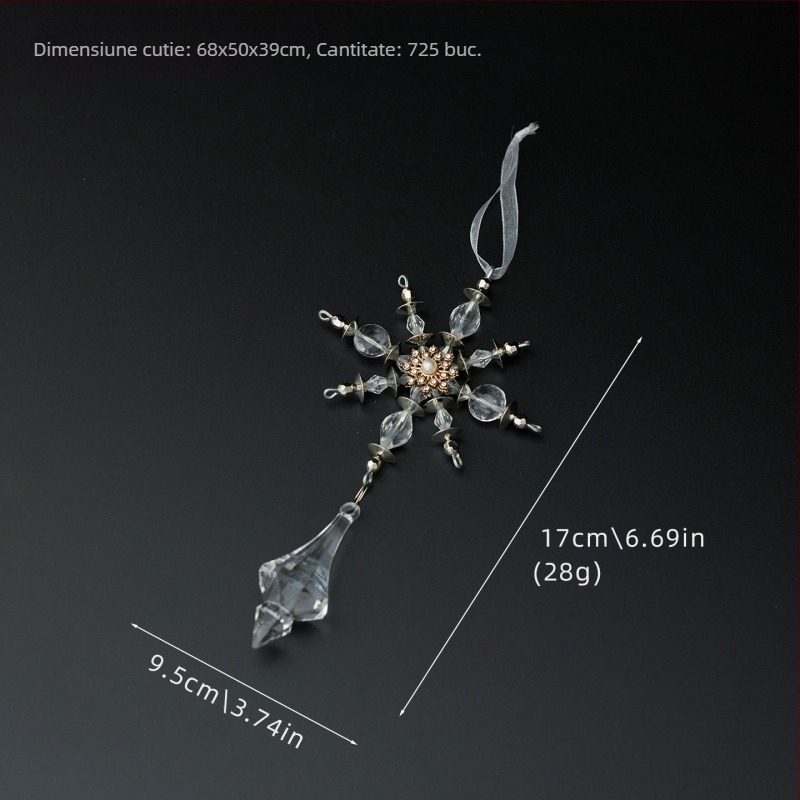 Pandantiv transparent din acril cu fulg de zăpadă pentru decor de Crăciun și aranjamente florale de nuntă