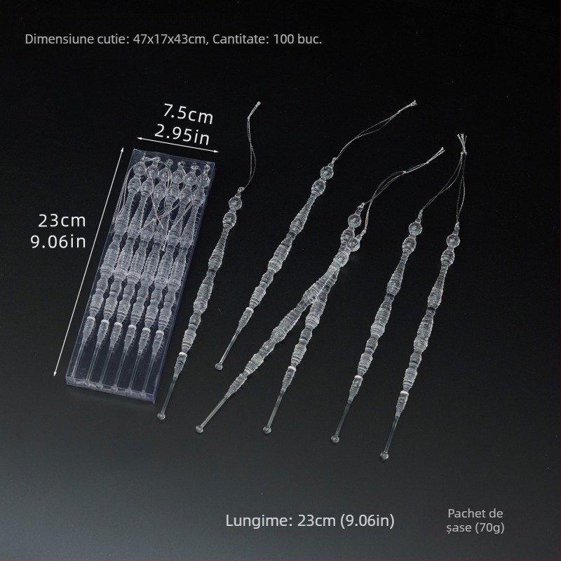 Pandantiv transparent din acril cu fulg de zăpadă pentru decor de Crăciun și aranjamente florale de nuntă