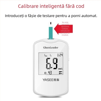 Yas GLS-74 Glucometru pentru acasă cu avertizări vocale, fără cod de calibrare, benzi de test GLM-74