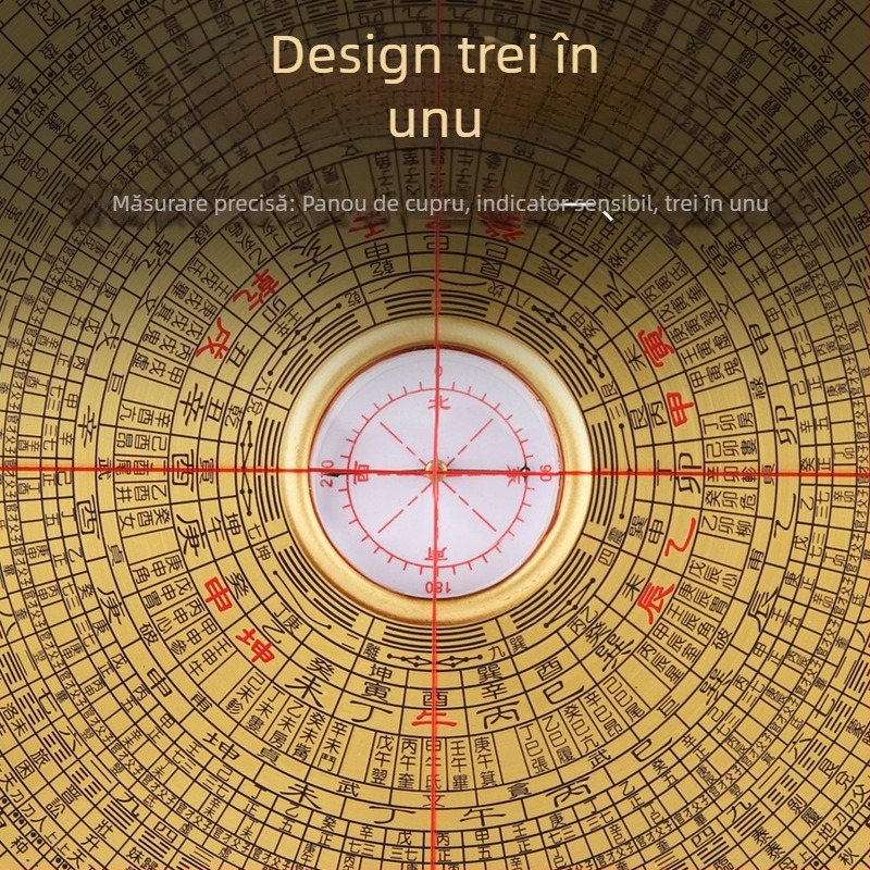 Busolă din alamă cu disc Bagua, instrument decorativ de înaltă precizie