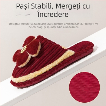 Papuci de nuntă din bumbac pentru cupluri, roșii, antiderapante, calde pentru toamnă și iarnă