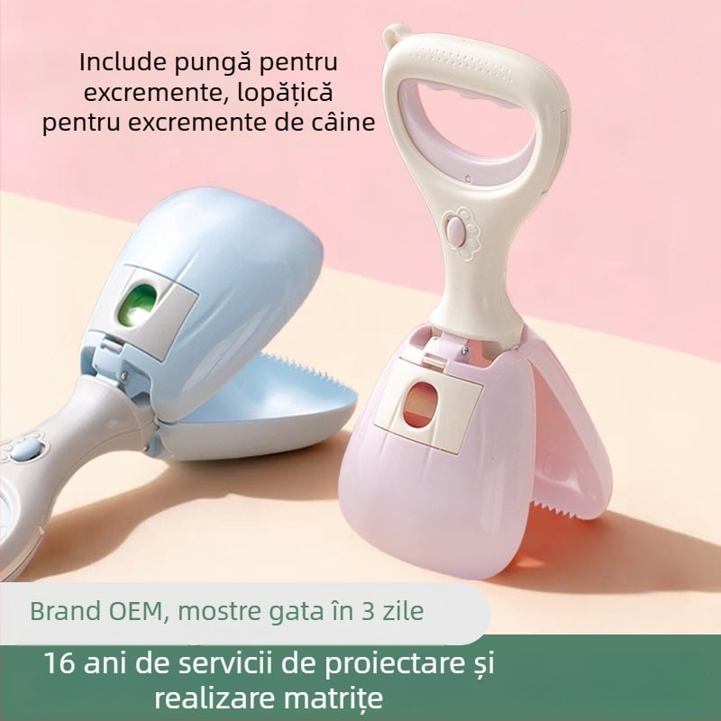 Colector portabil de fecale pentru animale de companie, cu pungi, pentru utilizare în exterior