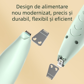 Trimmer electric pentru îngrijire animale de companie cu LED, pentru pisici și câini, corp din ABS și oțel inoxidabil