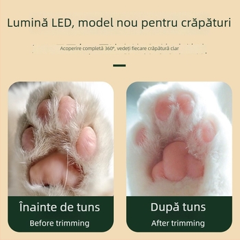 Trimmer electric pentru îngrijire animale de companie cu LED, pentru pisici și câini, corp din ABS și oțel inoxidabil