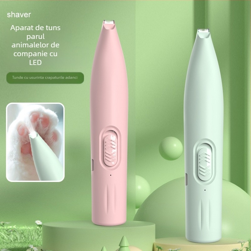 Trimmer electric pentru îngrijire animale de companie cu LED, pentru pisici și câini, corp din ABS și oțel inoxidabil