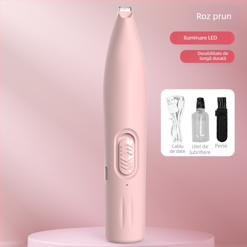 Trimmer electric pentru îngrijire animale de companie cu LED, pentru pisici și câini, corp din ABS și oțel inoxidabil