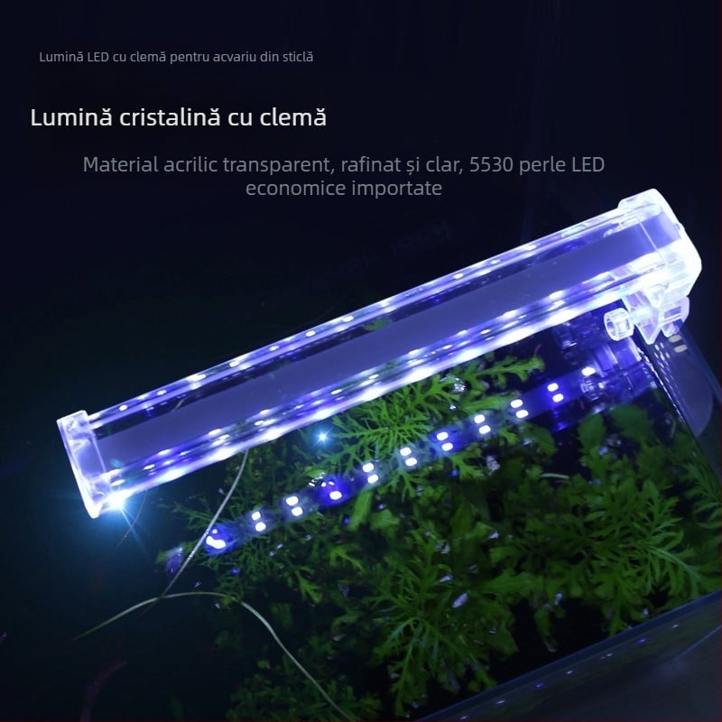Lampă LED clip pentru acvariu, iluminare pentru plante acvatice, din sticlă cristal