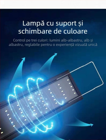 Lampă LED cu spectru complet pentru plante acvatice, impermeabilă, cu suport.