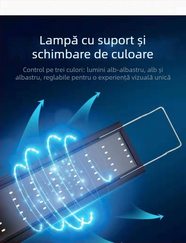 Lampă LED cu spectru complet pentru plante acvatice, impermeabilă, cu suport.