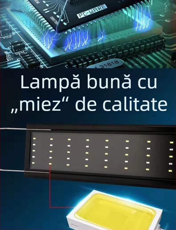 Lampă LED cu spectru complet pentru plante acvatice, impermeabilă, cu suport.