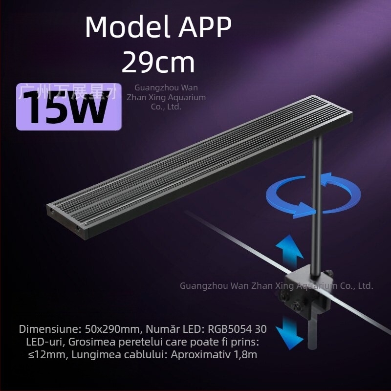 Lampă LED inteligentă pentru acvariu, spectru complet pentru plante acvatice – lampă compactă pentru acvariu