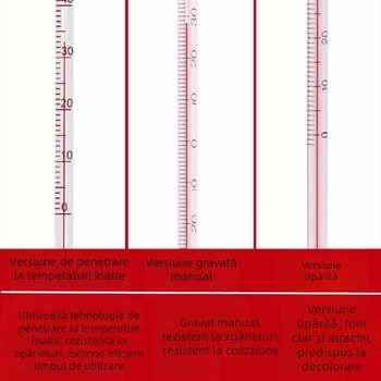Termometru cu tijă de sticlă pentru temperatura apei și a uleiului – precizie înaltă pentru uz industrial, de laborator și casnic (mercur/alcool)