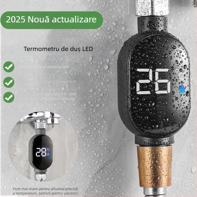 Duș casnic cu LED, termometru de apă, conectivitate de 4 puncte, standard național, universal, inteligent, model nou