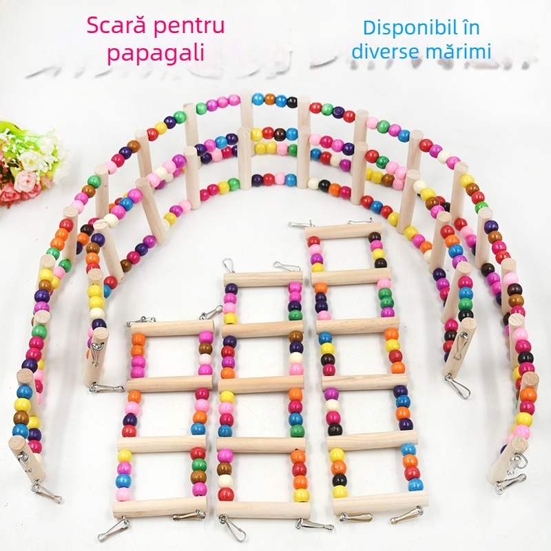 Accesorii pentru papagal: scară de cățărare, scară în formă de nor, leagăn, jucărie de ros, suport pentru cușcă