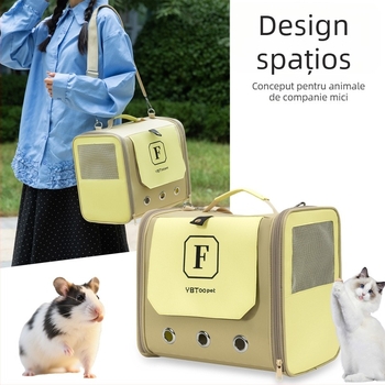 Geantă de transport pentru animale de companie mici, din material Oxford, respirabilă, cu design roll-up