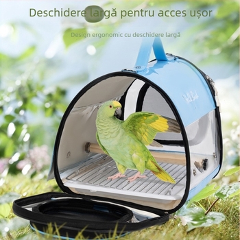 Geantă Moorpet pentru păsări, transparentă și respirabilă, pentru papagal și cockatiel, purtare pe un umăr