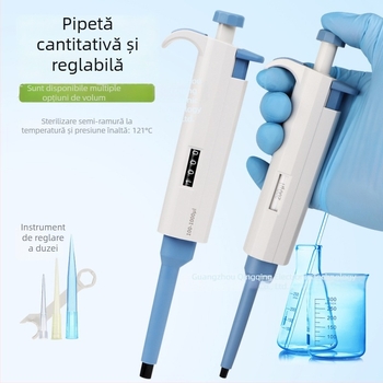 Pipetă cu un singur canal, volum reglabil, pentru laborator, model YY11-YY31, albastru și alb, Trickle