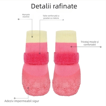 Pantofi pentru câini pentru toate anotimpurile, cu talpă antiderapantă și impermeabilă și șosete moi, rezistente la uzură, pentru Shiba Inu și Bichon Frisé
