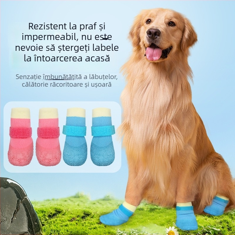 Pantofi pentru câini pentru toate anotimpurile, cu talpă antiderapantă și impermeabilă și șosete moi, rezistente la uzură, pentru Shiba Inu și Bichon Frisé