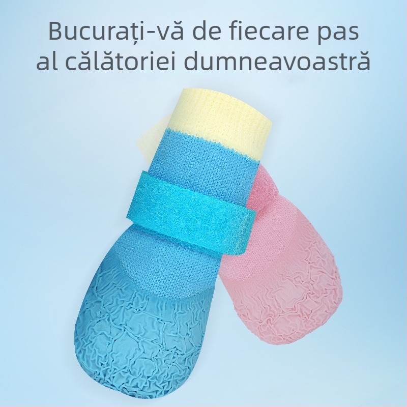 Pantofi pentru câini pentru toate anotimpurile, cu talpă antiderapantă și impermeabilă și șosete moi, rezistente la uzură, pentru Shiba Inu și Bichon Frisé