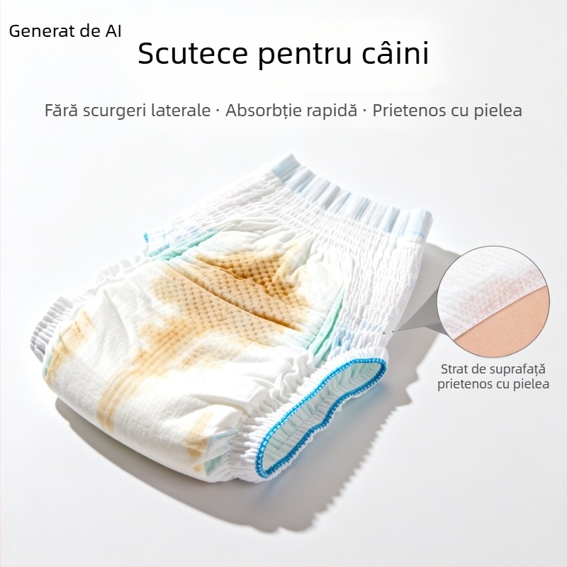 Cat Face Pampers pentru câini, XL, pachet de 10 buc., Stil desen animat, pantaloni igienici pentru animale de companie, Material: pulpă pufoasă/polimer