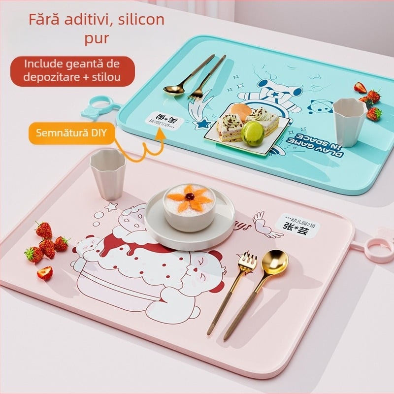 Covoraș de masă din silicon pentru clasa întâi, 40×60 cm, impermeabil și rezistent la ulei, design desen animat, calitate alimentară