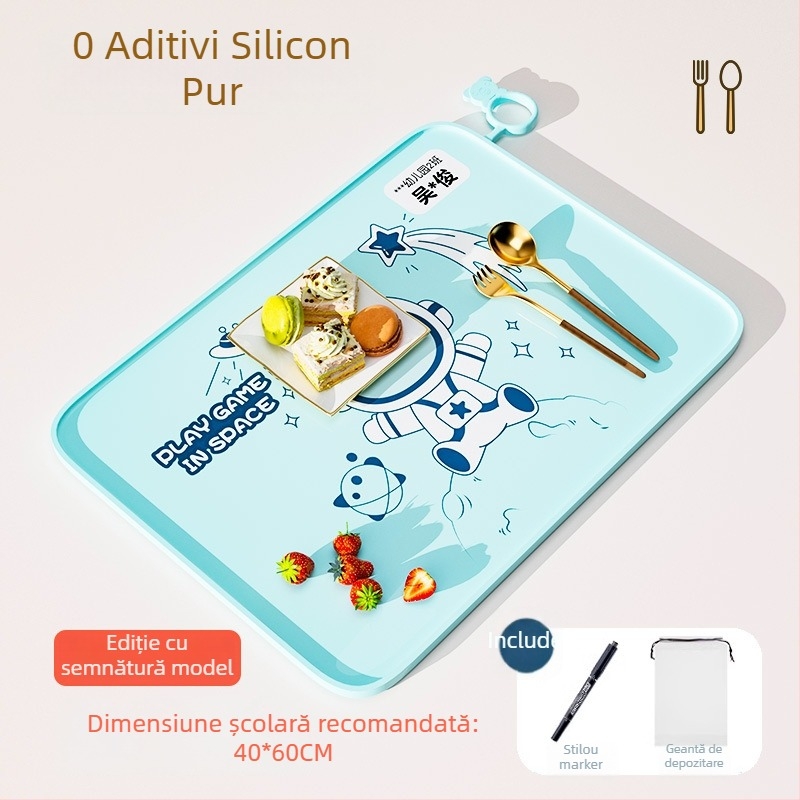 Covoraș de masă din silicon pentru clasa întâi, 40×60 cm, impermeabil și rezistent la ulei, design desen animat, calitate alimentară