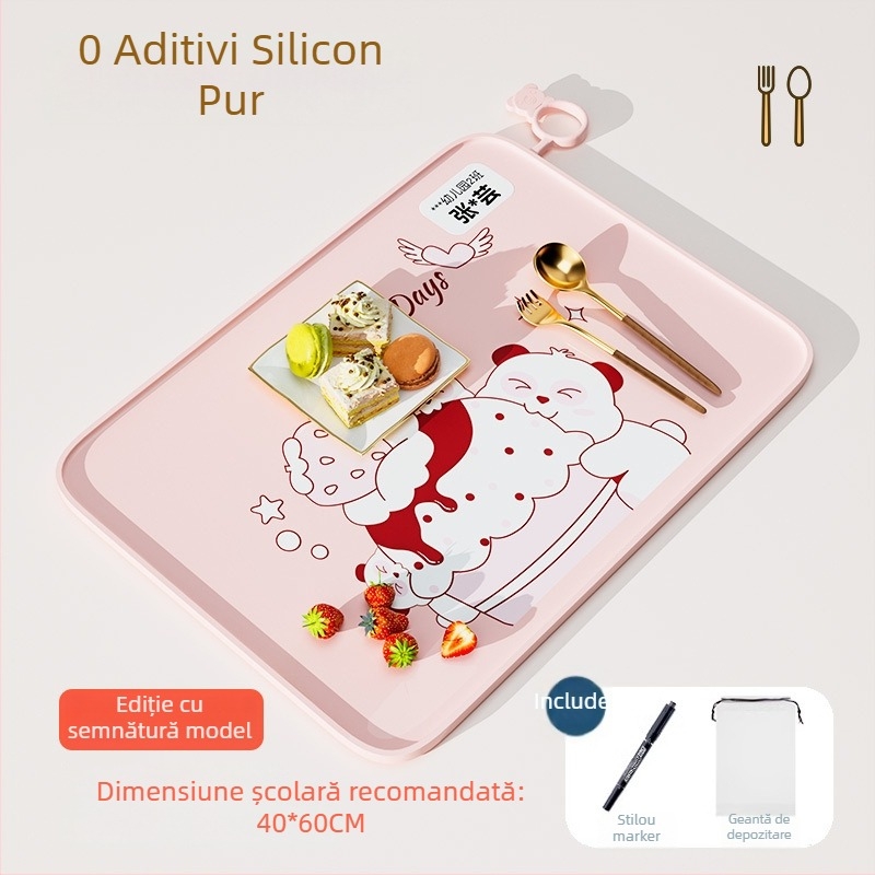 Covoraș de masă din silicon pentru clasa întâi, 40×60 cm, impermeabil și rezistent la ulei, design desen animat, calitate alimentară
