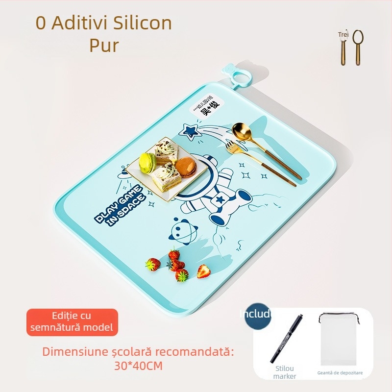 Covoraș de masă din silicon pentru clasa întâi, 40×60 cm, impermeabil și rezistent la ulei, design desen animat, calitate alimentară