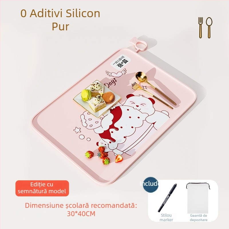 Covoraș de masă din silicon pentru clasa întâi, 40×60 cm, impermeabil și rezistent la ulei, design desen animat, calitate alimentară