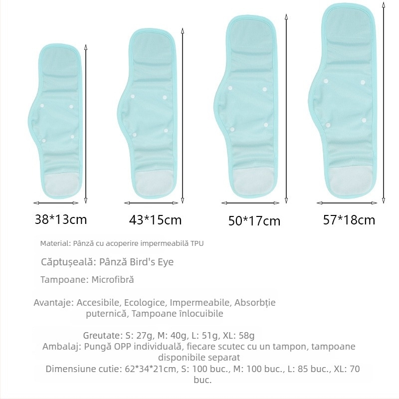 Scutece textile pentru câini mici, respirabile, cu inserții înlocuibile și închidere cu capse