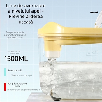 Dispenser de apă pentru pisici, 1,5 L, cu filtrare automată, apă proaspătă pentru animale de companie