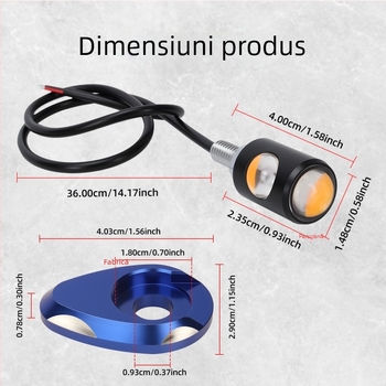 Semnalizare motocicletă LED cu placă de aluminiu, COB Eagle Eye, lampă dublă pentru numărul de înmatriculare