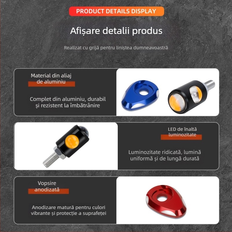 Semnalizare motocicletă LED cu placă de aluminiu, COB Eagle Eye, lampă dublă pentru numărul de înmatriculare
