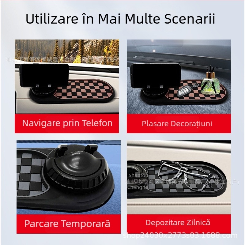 Suport pentru telefon auto cu pernă antiderapantă pentru navigație, semn de parcare și suport multifuncțional pentru consola centrală