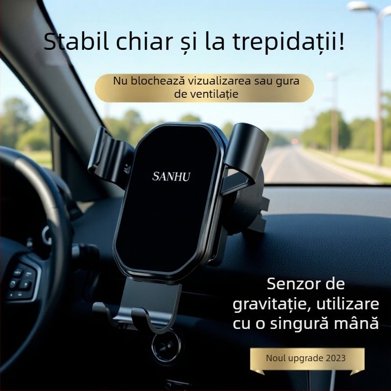 Suport auto pentru telefon pentru ventilația mașinii, cu senzor de gravitație — design triunghiular oglindit