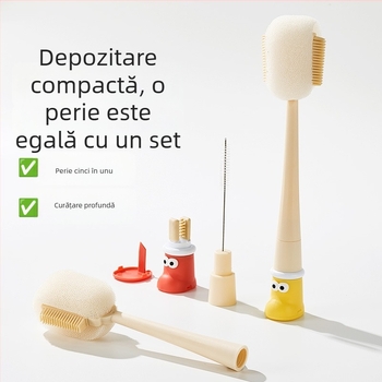 Perie de curățare pentru pahare cu mâner lung, perie pentru sticle și paie, burete pentru spălat pahare