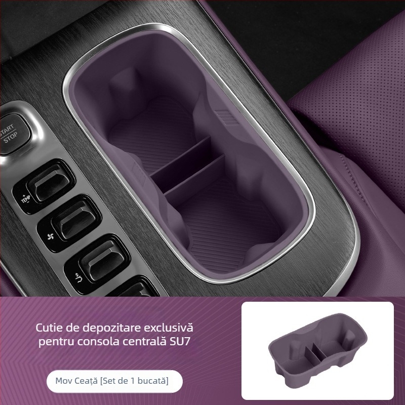 Covoraș din silicon pentru suportul de băuturi din consola central Xiaomi Su7Yu7 – antiderapant, amortizează șocuri, rezistent la uzură, spațiu de depozitare auto
