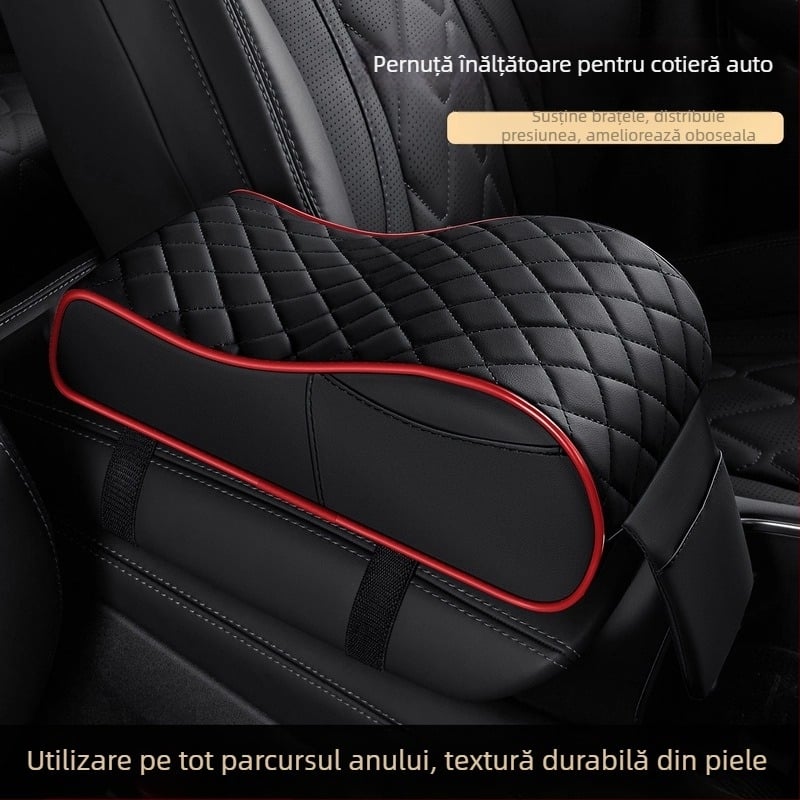 2025 Noul model Pernă centrală din piele pentru mașină, cu spumă de memorie îngroșată, suport pentru cot
