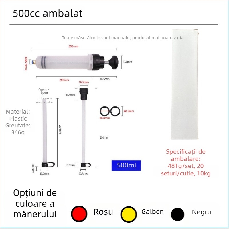 Siringă manuală de extracție a uleiului pentru mașină, unealtă mare pentru schimbul de ulei, aspirator pentru kerosen și motorină