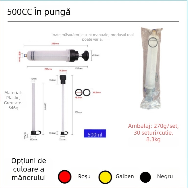 Siringă manuală de extracție a uleiului pentru mașină, unealtă mare pentru schimbul de ulei, aspirator pentru kerosen și motorină